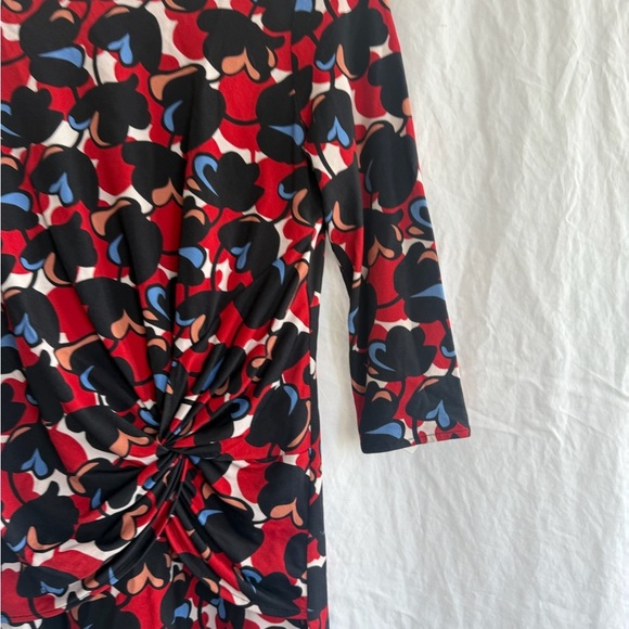 BOSS ELEIKA PRINT JERSEY SHEATH DRESS FLORAL RED BLACK Size XS - Picture 12 of 16